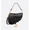 DIOR Saddle Bag with Strap Black Grained Calfskin M0455CBAA_M900