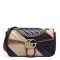 GUCCI 1Vintage Effect Calfskin Matelasse Medium Striped GG Marmont Shoulder Bag Black Beige