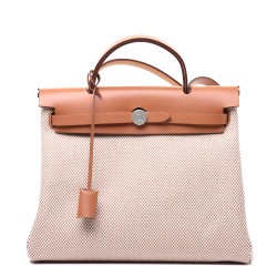 HERMES Vache Hunter Criss Viking Herbag Zip Retourne 31 PM Ecru Beige Naturel