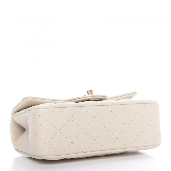 CHANEL Caviar Quilted Mini Top Handle Rectangular Flap Beige