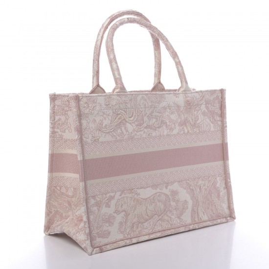 DIOR Canvas Embroidered Toile De Jouy Dioriviera Book Tote Rose