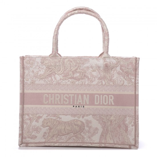 DIOR Canvas Embroidered Toile De Jouy Dioriviera Book Tote Rose