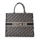 DIOR Large Dior Book Tote Ecru and Blue Dior Oblique Embroidery M1286ZRIW_M828