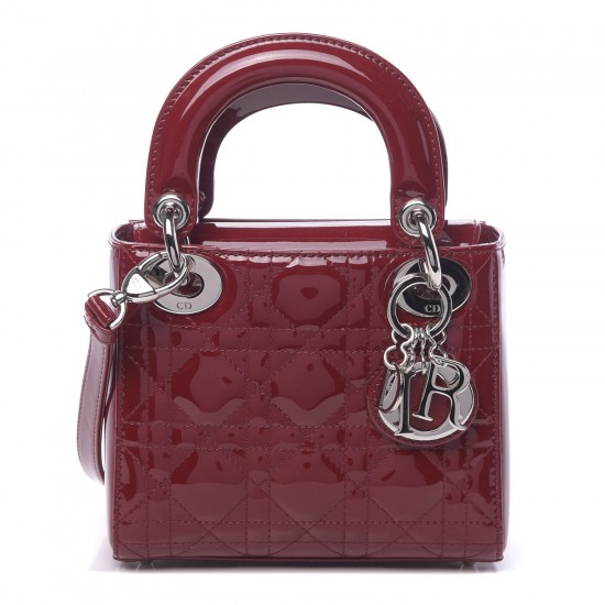 DIOR Patent Cannage Mini Lady Dior Red