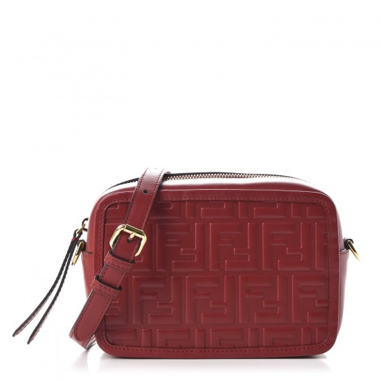 FENDI Vitello FF 1974 Embossed Mini Camera Case Fragola