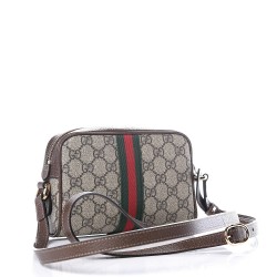 GUCCI GG Supreme Monogram Web Mini Ophidia Shoulder Bag Brown