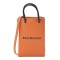 BALENCIAGA Textured Calfskin Logo Shopping Phone Holder Bag Orange