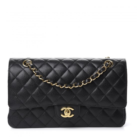 CHANEL Caviar Quilted Medium Double Flap Black