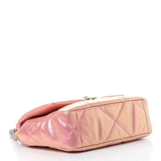 CHANEL Iridescent Calfskin Quilted Medium 19 Flap Pink