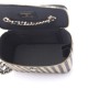 CHANEL Raffia Jute Striped Small Vanity Case With Chain Black Beige