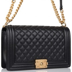 CHANEL Boy Handbag Calfskin & Ruthenium-Finish Metal Black A67086