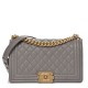 1CHANEL Caviar Quilted Medium Boy Flap Light Grey