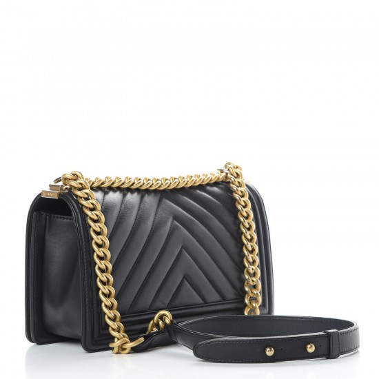 CHANEL Calfskin Chevron Quilted Medium Boy