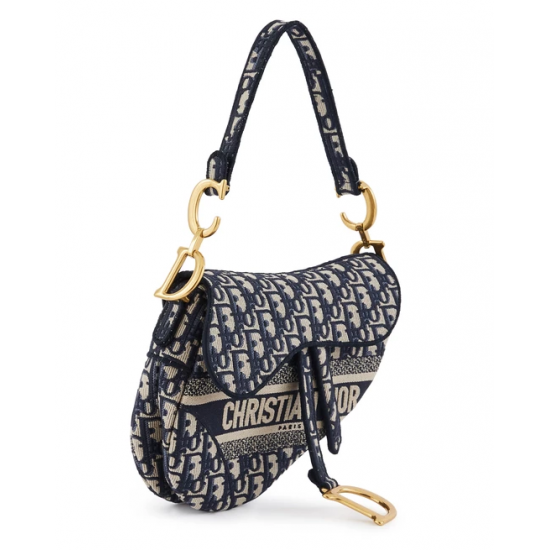 DIOR Saddle Bag Blue Dior Oblique Embroidery M0446CRIW_M928