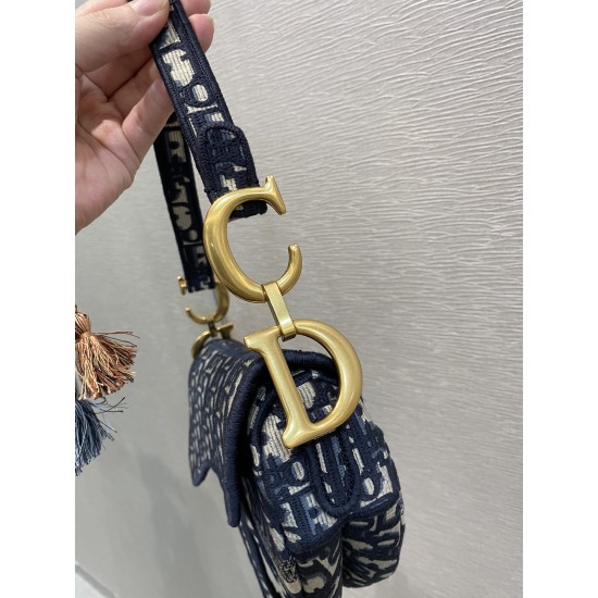 DIOR Saddle Bag Blue Dior Oblique Embroidery M0446CRIW_M928