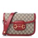 1GUCCI GG Supreme Monogram 1955 Horsebit Shoulder Bag Red