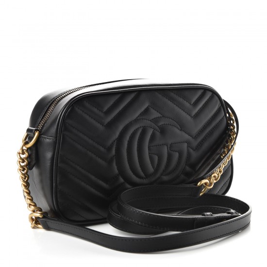 GUCCI GG Marmont small shoulder bag black leather 447632DTD1T1000