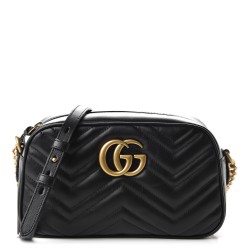 GUCCI GG Marmont small shoulder bag black leather 447632DTD1T1000