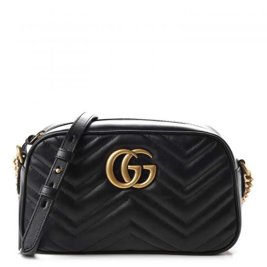 GUCCI GG Marmont small shoulder bag black leather 447632DTD1T1000