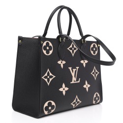 Louis Vuitton LV OnTheGo MM Bicolor Monogram Empreinte Leather Black/Beige M45495