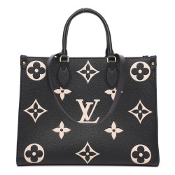 Louis Vuitton LV OnTheGo MM Bicolor Monogram Empreinte Leather Black/Beige M45495