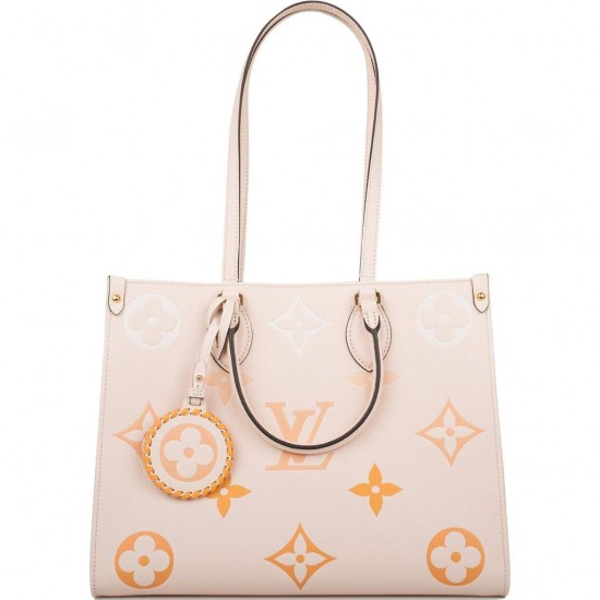 1Louis Vuitton LV Creme Saffron By The Pool Empreinte Giant Monogram OnTheGo MM