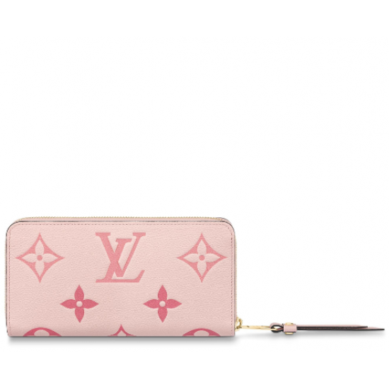 Louis Vuitton LV By The Pool series Monogram Empreinte leather zipper wallet light pink