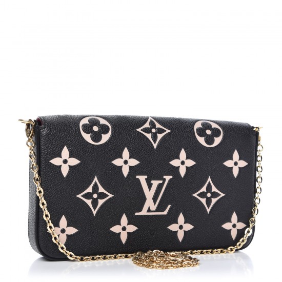 Louis Vuitton LV Felicie Pochette Monogram Empreinte Leather Black/Beige M82479