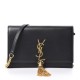 YSL Smooth Calfskin Classic Monogram Kate Tassel Chain Wallet Dark Leaf