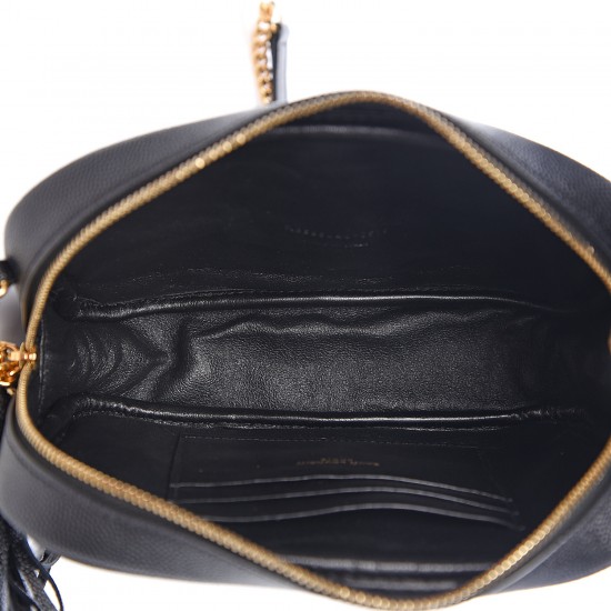 YSL Grain De Poudre Matelasse Monogram Mini Lou Camera Bag Black