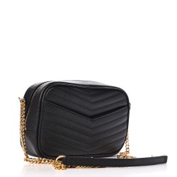 YSL Grain De Poudre Matelasse Monogram Mini Lou Camera Bag Black