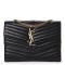 YSL Lambskin Matelasse Chevron Monogram Sulpice Chain Wallet Black