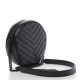 YSL Calfskin Matelasse Chevron Round Vinyle Camera Bag Black